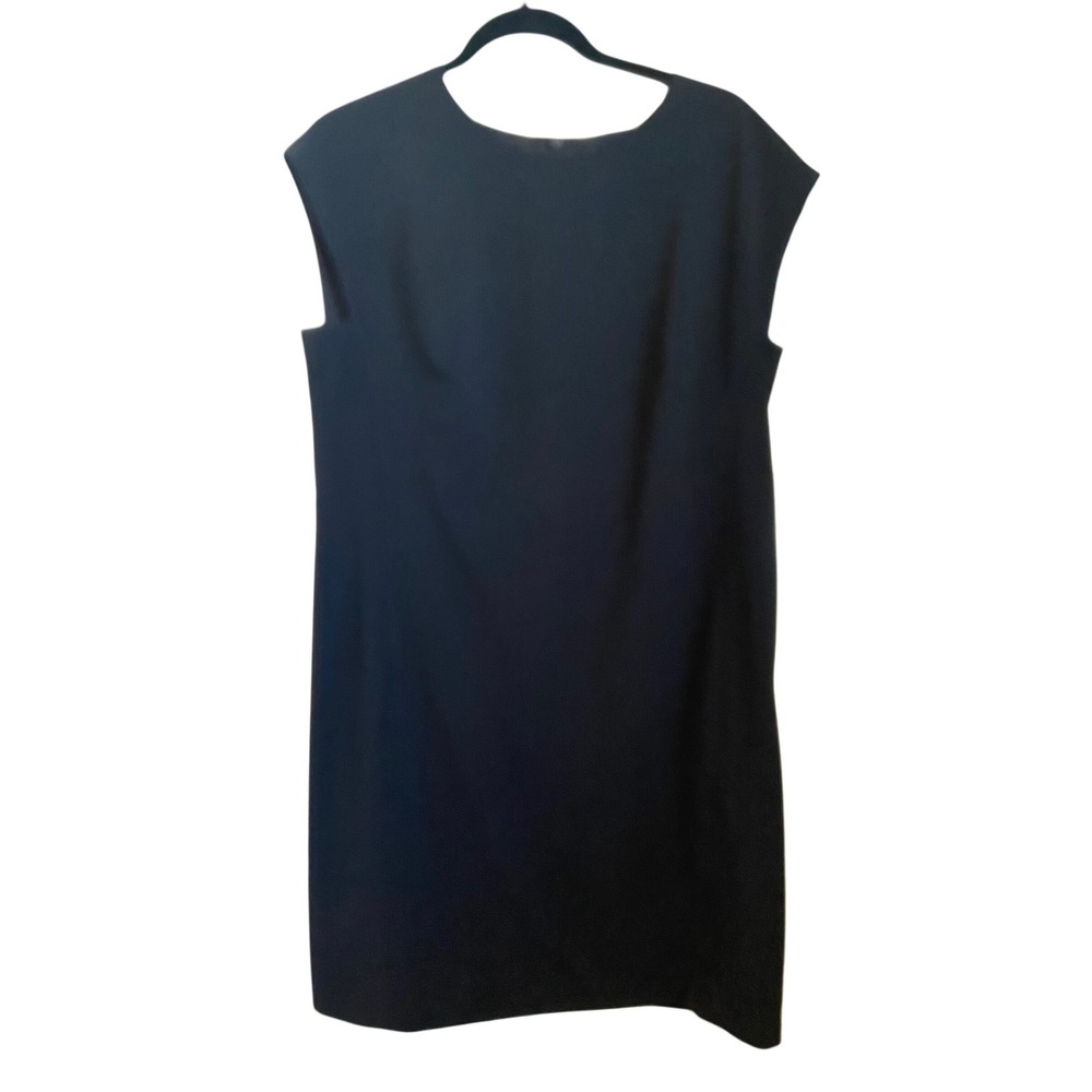 MM LaFleur Black Cap Sleeve Shift Dress Size 10 Boat Neck Workwear Professional‎